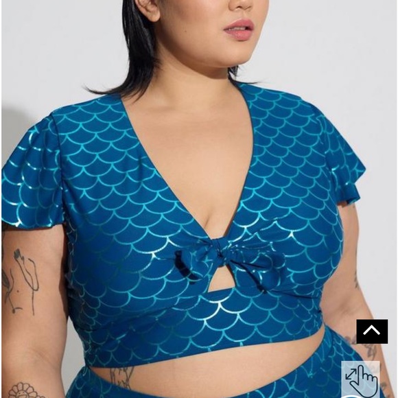 New! Set! Torrid 3 Mermaid Swim Bathing Suit Top Bottom Pockets Skirt Shorts 3X - Picture 4 of 7